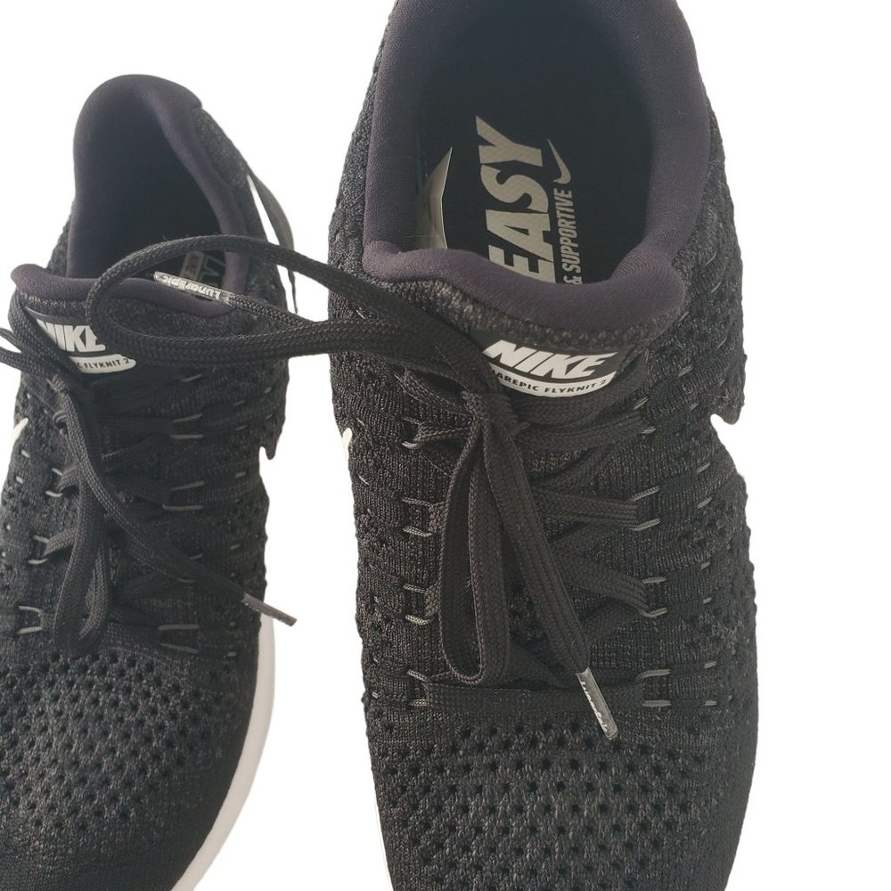 Nike Lunarlon Flyknit 2 Run Easy Black White Lace Up Athletic Shoe Women Sz 8.5 - Picture 2 of 11